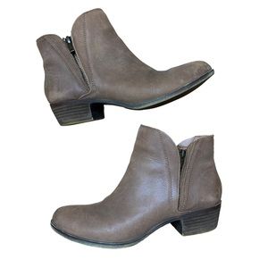 LUCKY BRAND Brenon Leather Ankle Boots Double Zipper Brown Size 9.5M